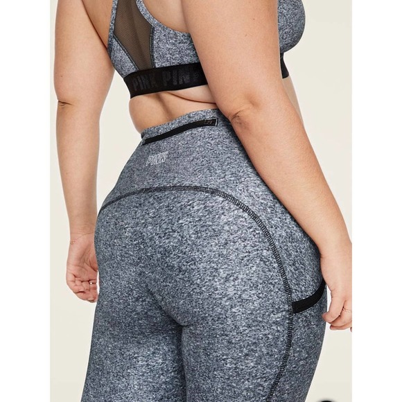 NIP VS PINK ULTIMATE RUNNING Tights Grey w/Zipper - Picture 2 of 6